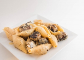 Creamy Jumbo Shells and Homemade Turkey Meatballs