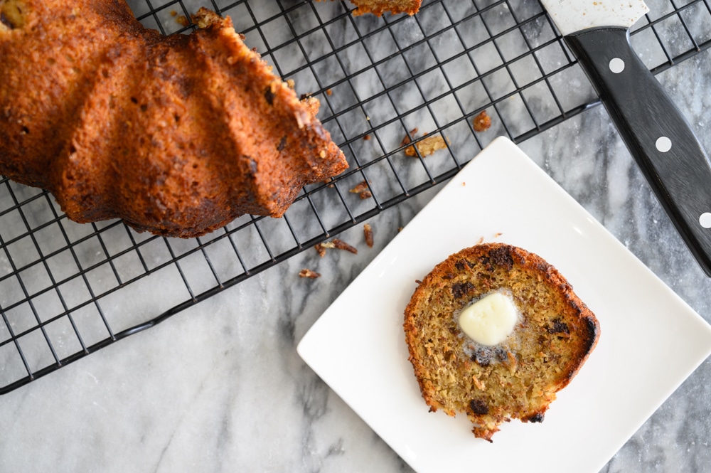 Banana bread with salted butter